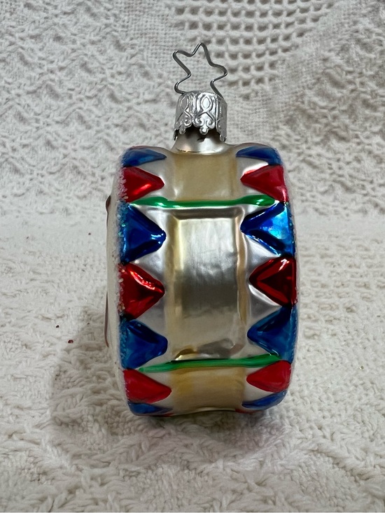 West Germany Other - West Germany Glass Drum Christmas Ornament - Red, Gold, Green, Blue